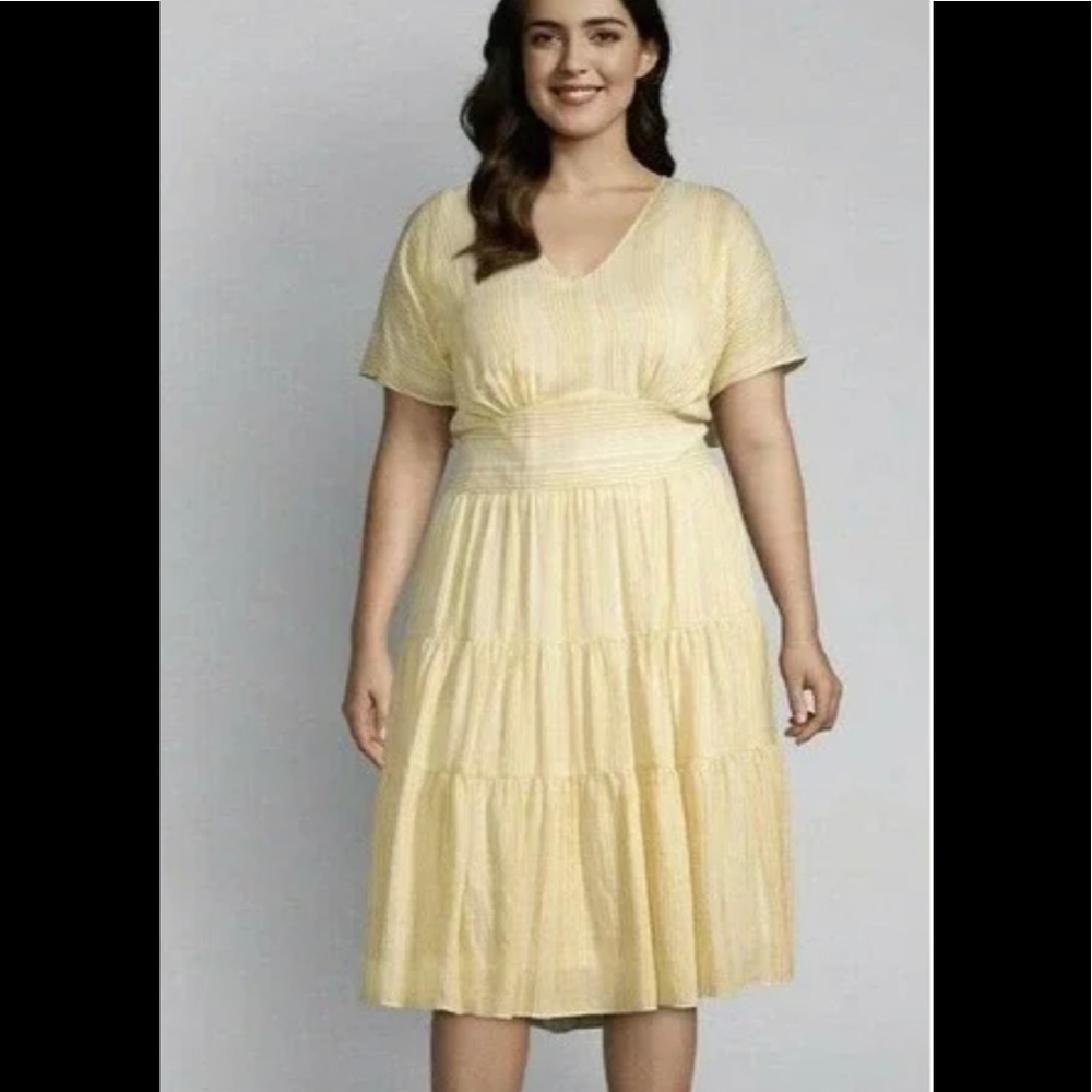 Lane Bryant Yellow Tiered Fit N’Flare Dress Size 22